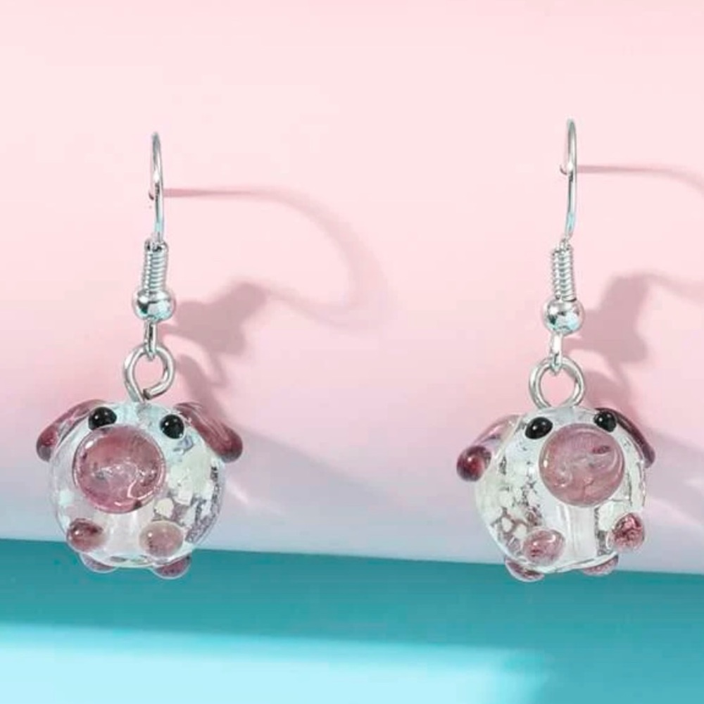 🛍️2/$20 🐷Cute Glow in the Dark Pig Earrings, New